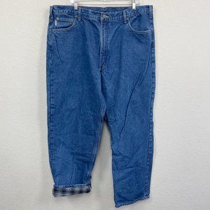 Carhartt Relaxed Fit Flannel Lined Denim Blue Jeans w Pockets Mens size 42x30